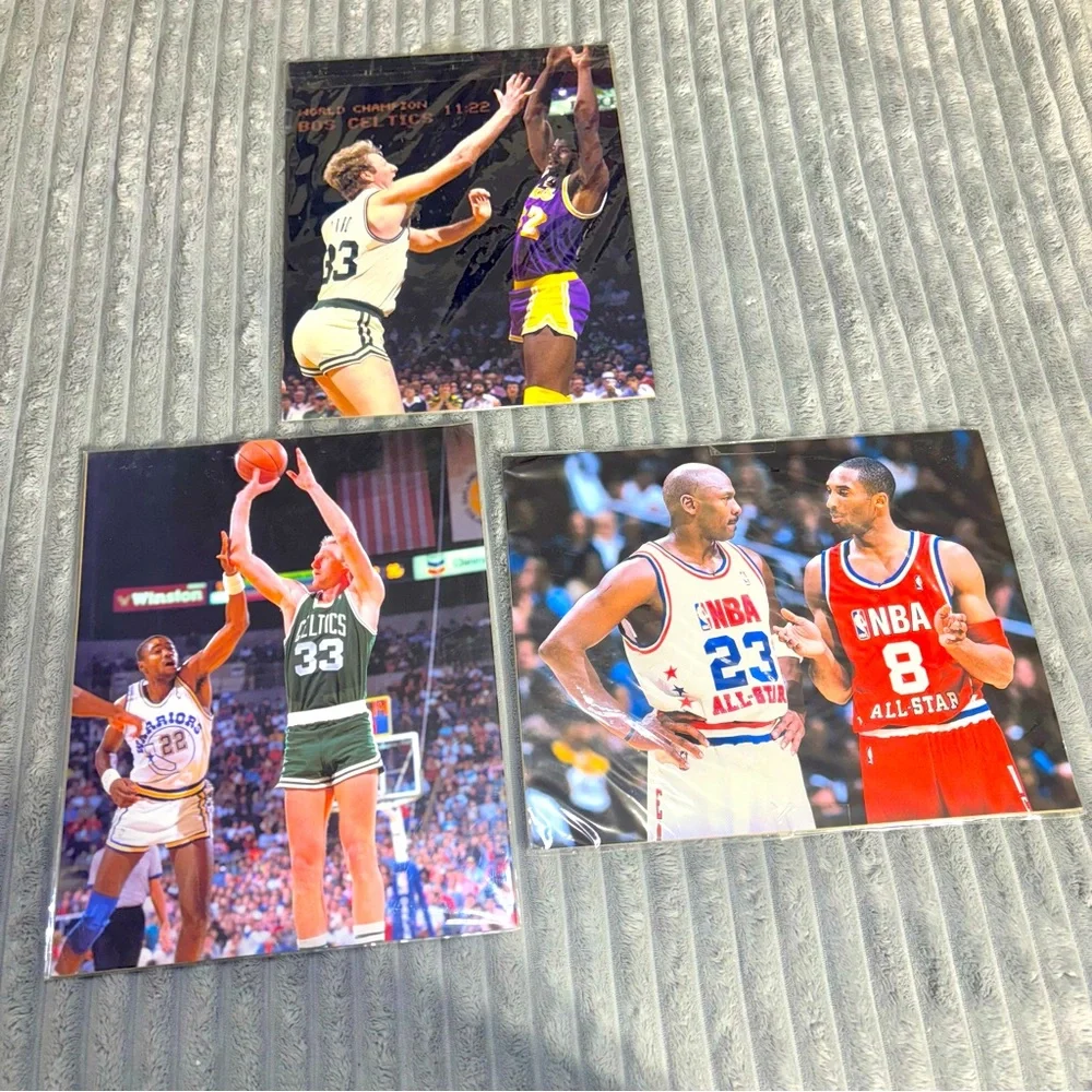 NBA LOT OF 3 sealed pictures Boards Kobe Bryant Larry Bird and Magic Johnson 90s
